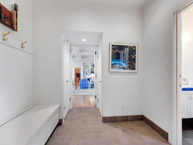 766 Neacoxie Blvd, Gearhart, OR 97138 - hallway featuring tile patterned floors, recessed lighting, and baseboards