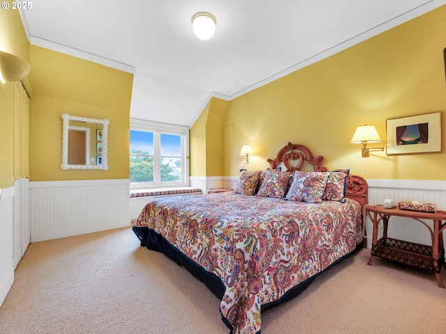 766 Neacoxie Blvd, Gearhart, OR 97138 - carpeted bedroom with a wainscoted wall and vaulted ceiling