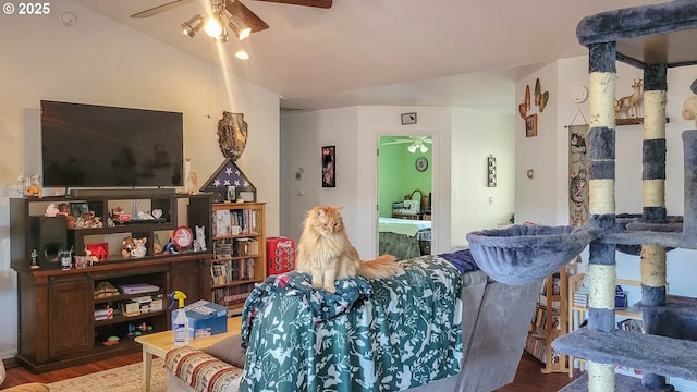 1234 E Fourth Ave, Sutherlin, OR 97479 - living room with ceiling fan and wood finished floors