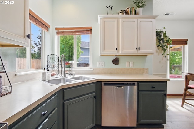 1146 SE Millright Ave, Mcminnville, OR 97128 - kitchen with dishwasher, a sink, gray cabinetry, and light countertops