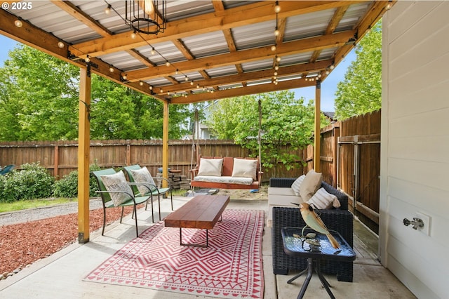1146 SE Millright Ave, Mcminnville, OR 97128 - fenced backyard featuring an outdoor living space and a patio area