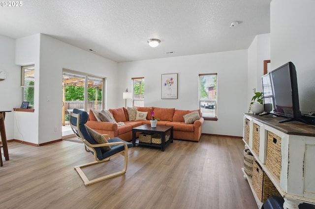 1146 SE Millright Ave, Mcminnville, OR 97128 - living room with light wood-style floors, healthy amount of natural light, a textured ceiling, and baseboards