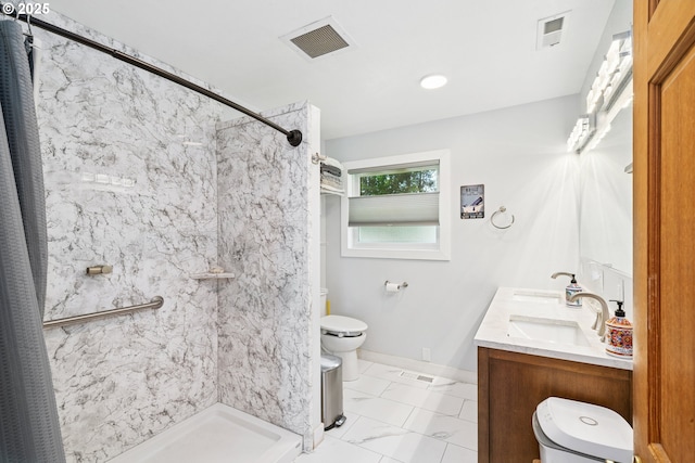 35111 Jefferson Ln, Astoria, OR 97103 - full bathroom with a stall shower, double vanity, and marble look tiles