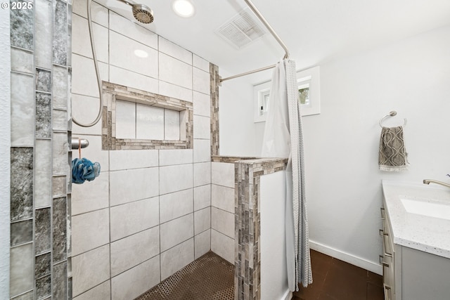 35111 Jefferson Ln, Astoria, OR 97103 - bathroom featuring tiled shower and vanity