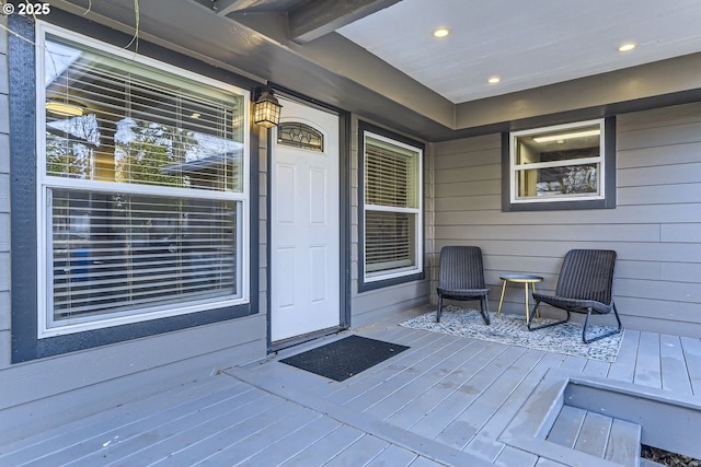 doorway to property with a porch