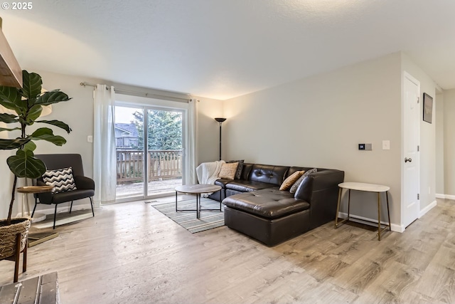 living room featuring light wood-type flooring