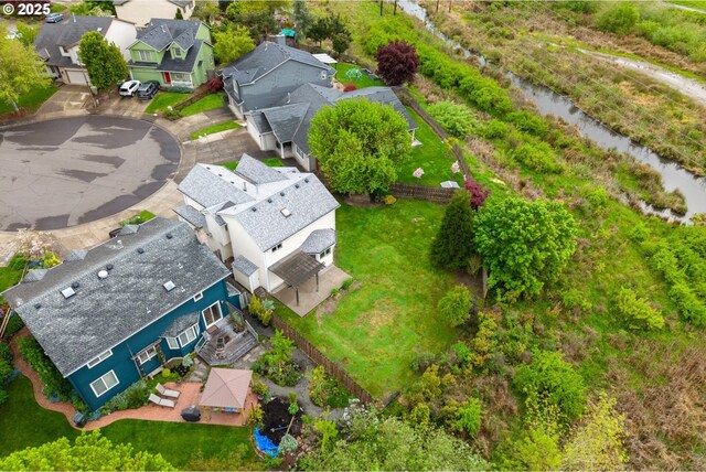 drone / aerial view with a residential view