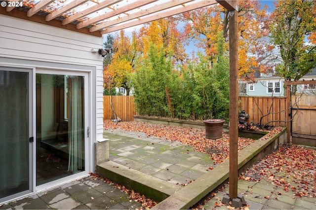 view of patio / terrace featuring a pergola