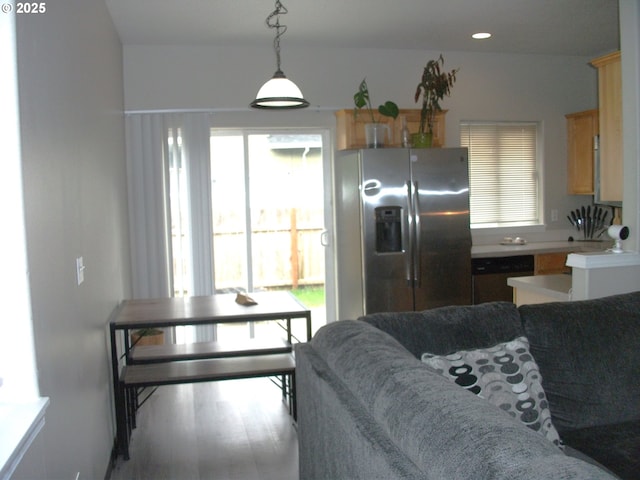 35087 Roberts Ln, Saint Helens, OR 97051 - kitchen featuring a healthy amount of sunlight, appliances with stainless steel finishes, pendant lighting, and recessed lighting