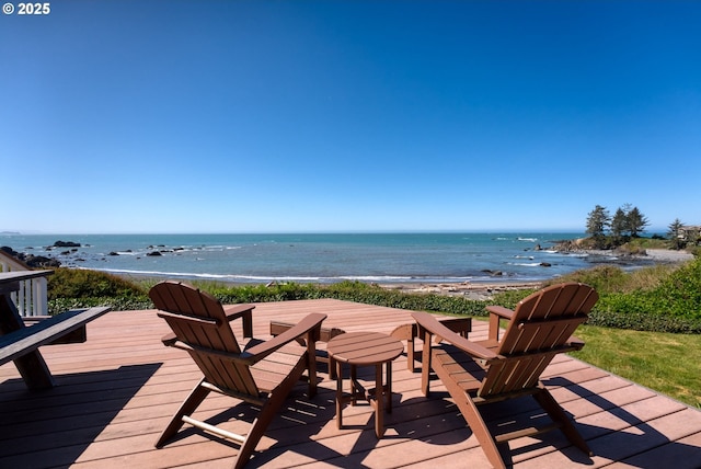 15436 Oceanview Dr, Brookings, OR 97415 - wooden terrace featuring a water view and a view of the beach