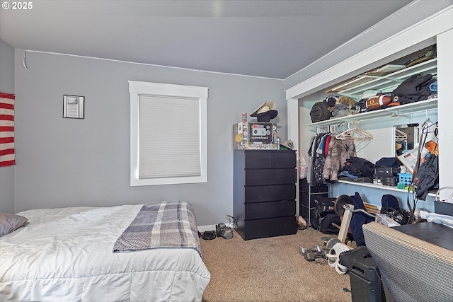 carpeted bedroom featuring a closet