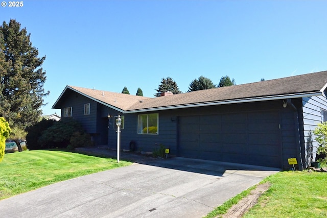 7811 NE 78th St, Vancouver, WA 98662 - ranch-style house featuring driveway, a chimney, a front yard, and a garage