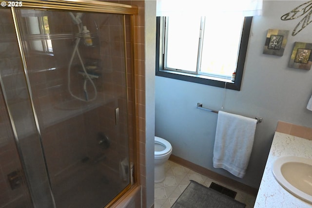 7811 NE 78th St, Vancouver, WA 98662 - bathroom with visible vents, vanity, a stall shower, and toilet