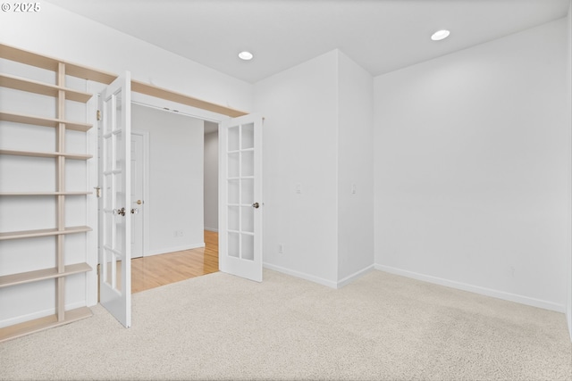 301 Chinook St, Molalla, OR 97038 - unfurnished bedroom with french doors, carpet flooring, baseboards, and recessed lighting