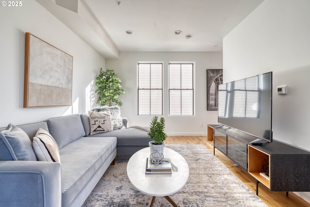 living room with light wood-style flooring