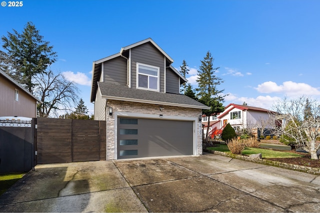 view of side of home featuring a garage