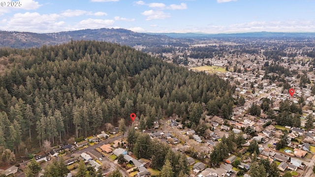 aerial view featuring a mountain view