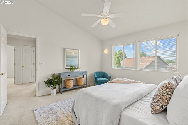 2539 NW 167th Ave, Beaverton, OR 97006 - bedroom with light colored carpet, lofted ceiling, baseboards, and ceiling fan