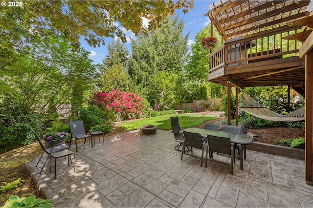 view of patio / terrace with outdoor dining area and a pergola