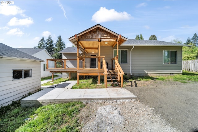970/974 SE Roberts Ave, Gresham, OR 97080 - back of house with a wooden deck, a shingled roof, a patio, and fence
