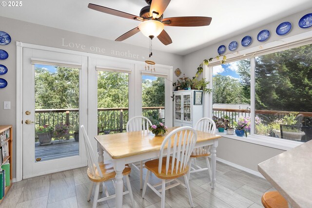 161 Single Pine Ln, Winchester, OR 97495 - dining space with a ceiling fan and baseboards