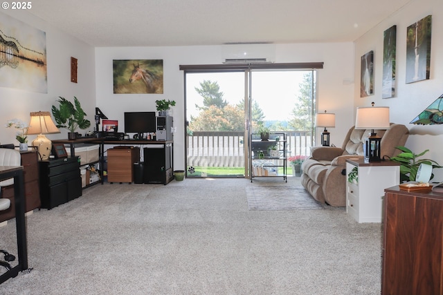 12160 SW Royal Ct Unit D, Portland, OR 97224 - carpeted living area featuring an AC wall unit and an office area
