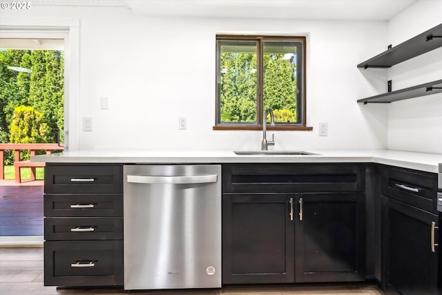 1630 SW Kings Byway, Troutdale, OR 97060 - kitchen featuring dishwasher, a sink, open shelves, and plenty of natural light