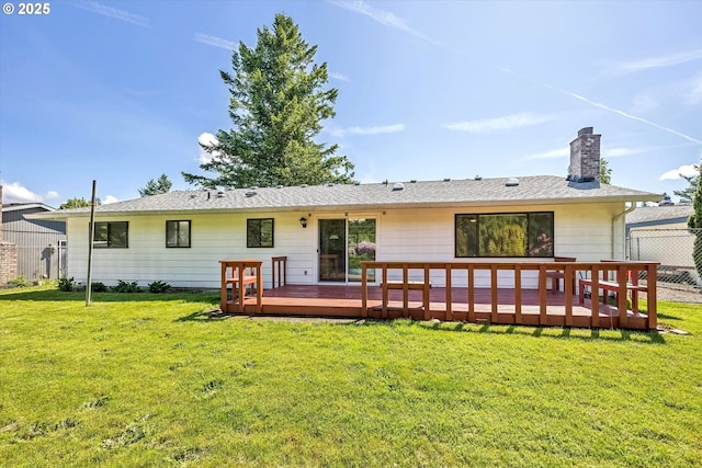 1630 SW Kings Byway, Troutdale, OR 97060 - rear view of house featuring a wooden deck and a chimney