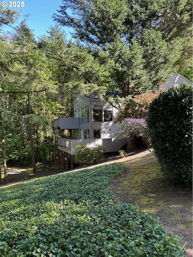view of yard featuring a deck