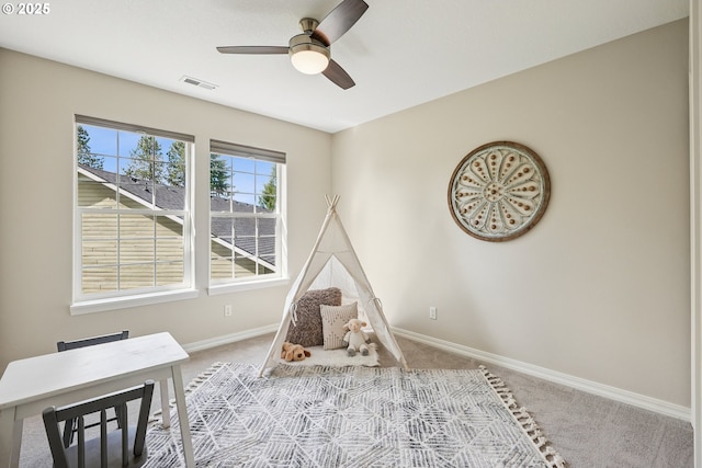 7330 SW Kelsi Ct, Portland, OR 97223 - playroom with carpet, baseboards, and a ceiling fan