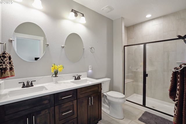 1522 NE Sunrise Ln, Hillsboro, OR 97124 - full bathroom with tile patterned flooring, a sink, toilet, and a shower stall
