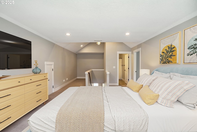 1522 NE Sunrise Ln, Hillsboro, OR 97124 - carpeted bedroom with recessed lighting, baseboards, and vaulted ceiling