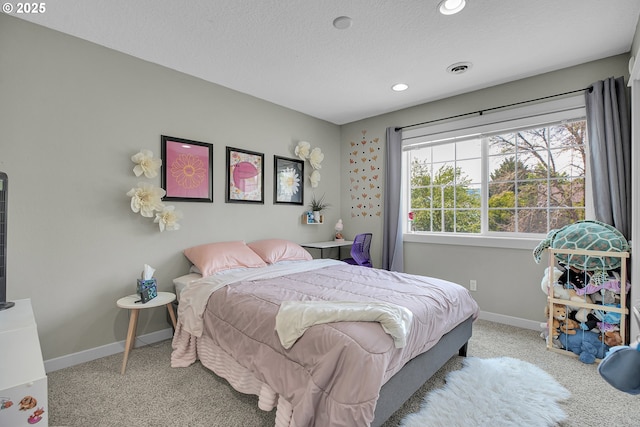 2805 Knox Ridge Ter, Forest Grove, OR 97116 - bedroom with carpet floors, a textured ceiling, and recessed lighting