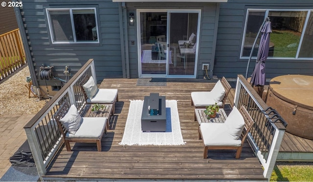 2805 Knox Ridge Ter, Forest Grove, OR 97116 - wooden terrace with a hot tub and an outdoor hangout area