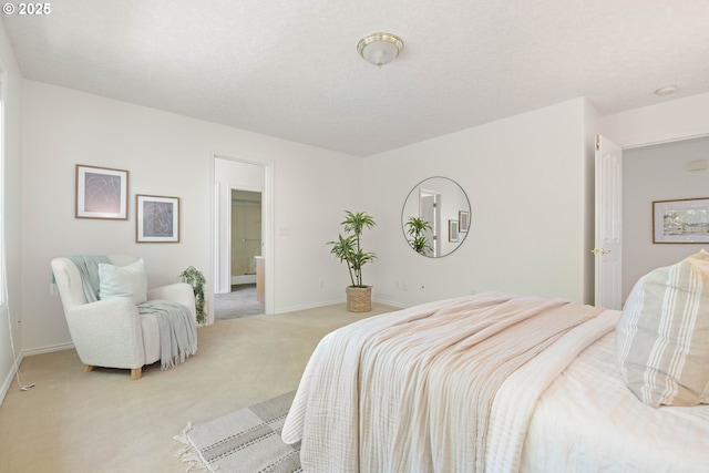 bedroom featuring light colored carpet and baseboards