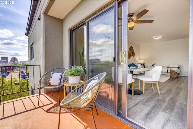 2021 SW Main St Unit 66, Portland, OR 97205 - balcony featuring a ceiling fan and a view of city
