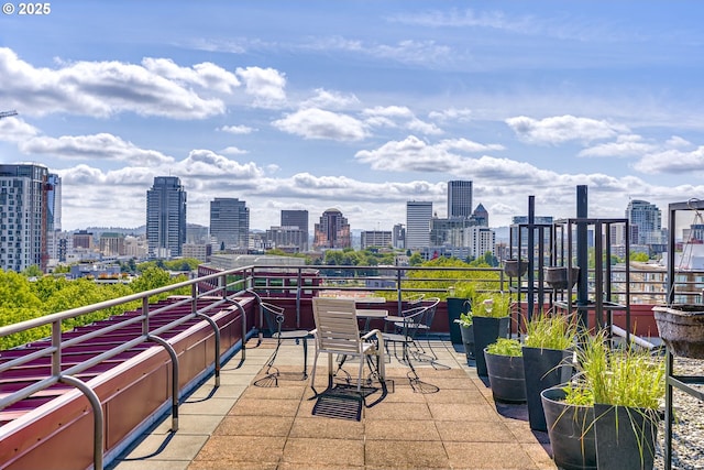 2021 SW Main St Unit 66, Portland, OR 97205 - view of patio / terrace featuring a view of skyline and a balcony