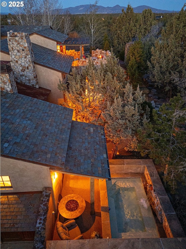 23021 Brushline Ct, Bend, OR 97701 - view from above of property with a mountain backdrop