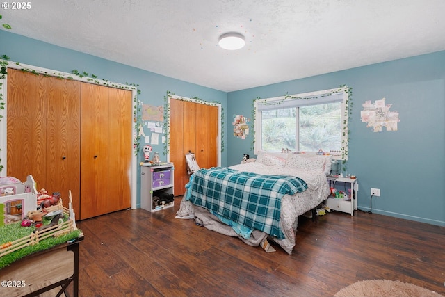 bedroom featuring dark hardwood / wood-style floors