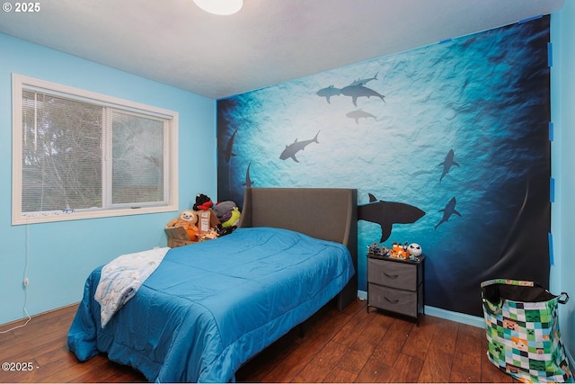 bedroom featuring dark hardwood / wood-style floors