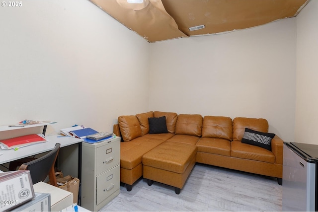 living room with light wood-type flooring