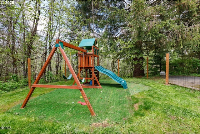 view of playground featuring a yard