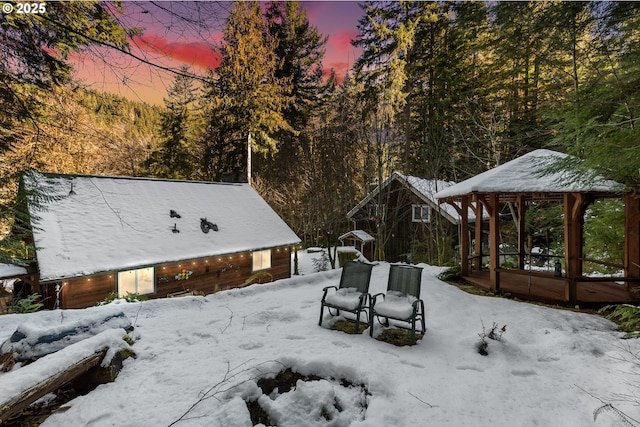 10256 Ridgeview Ter, Birkenfeld, OR 97016 - yard covered in snow featuring a gazebo