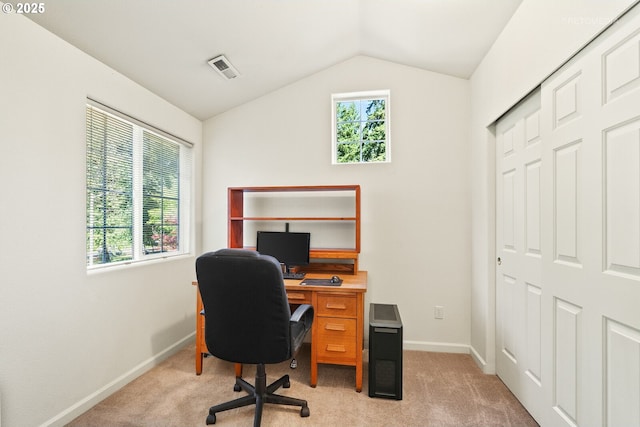 4744 SE Maxwell St, Hillsboro, OR 97123 - office space with light carpet, baseboards, and vaulted ceiling