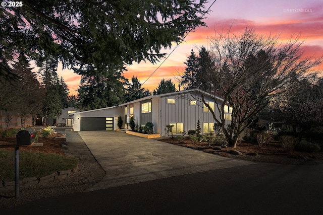 view of front of home with a garage