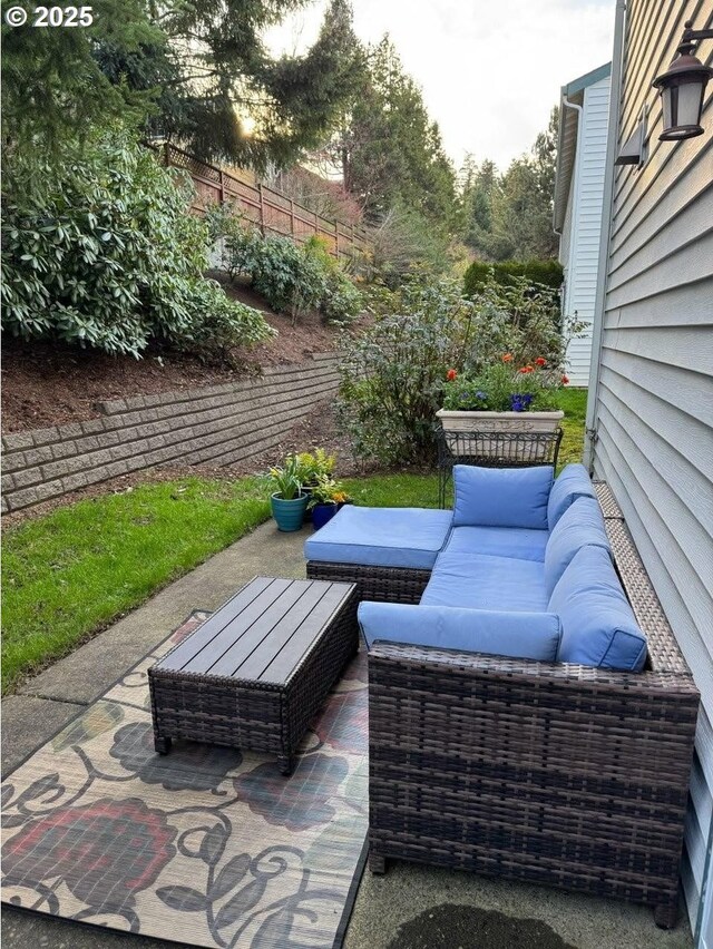 15340 SW Lexington Ln, Beaverton, OR 97007 - view of patio with outdoor lounge area and fence