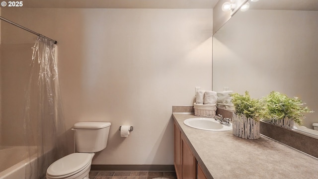 15340 SW Lexington Ln, Beaverton, OR 97007 - bathroom with toilet, vanity, shower / tub combo, and baseboards