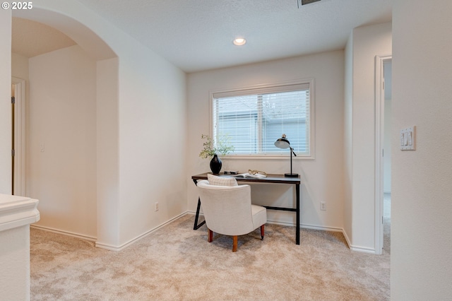 view of carpeted home office