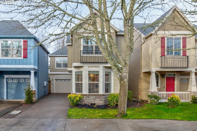 view of front of property with a garage