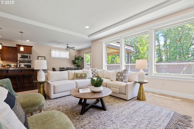 14609 NE 112th St, Vancouver, WA 98682 - living room with baseboards, recessed lighting, and a ceiling fan